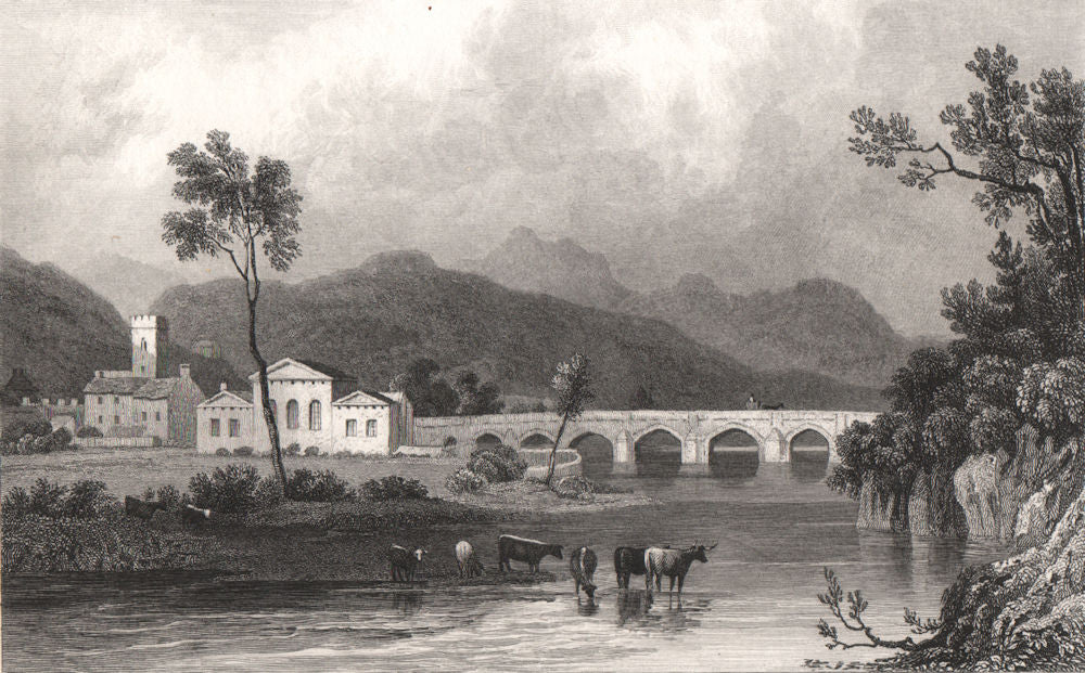 Dolgellau, Merionethshire, Wales, by Henry Gastineau. Snowdonia 1835 old print